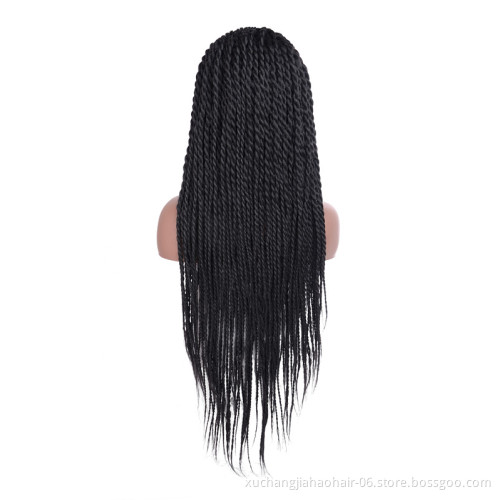 New long black Handmade Butterfly Locs FULL lace front Braided wigs box braided lace wig synthetic hair wigs